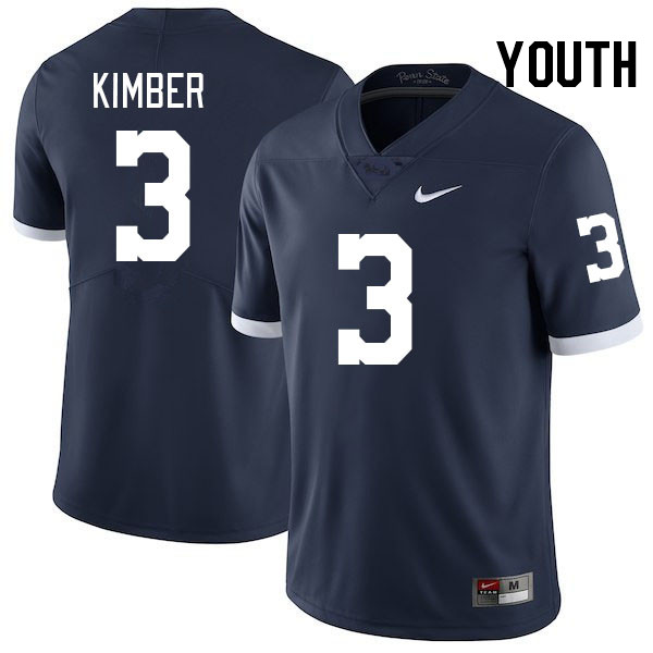 Youth #3 Jalen Kimber Penn State Nittany Lions College Football Jerseys Stitched-Retro